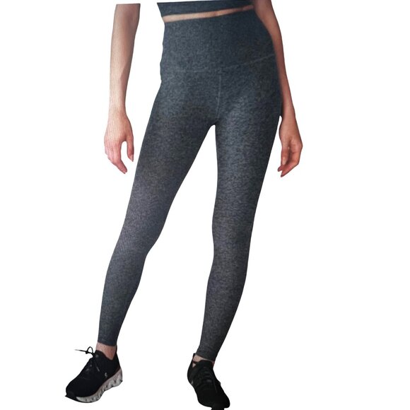 Beyond Yoga Spacedye Caught in the Midi High Waist Heather Gray Black Leggings M - Picture 1 of 9